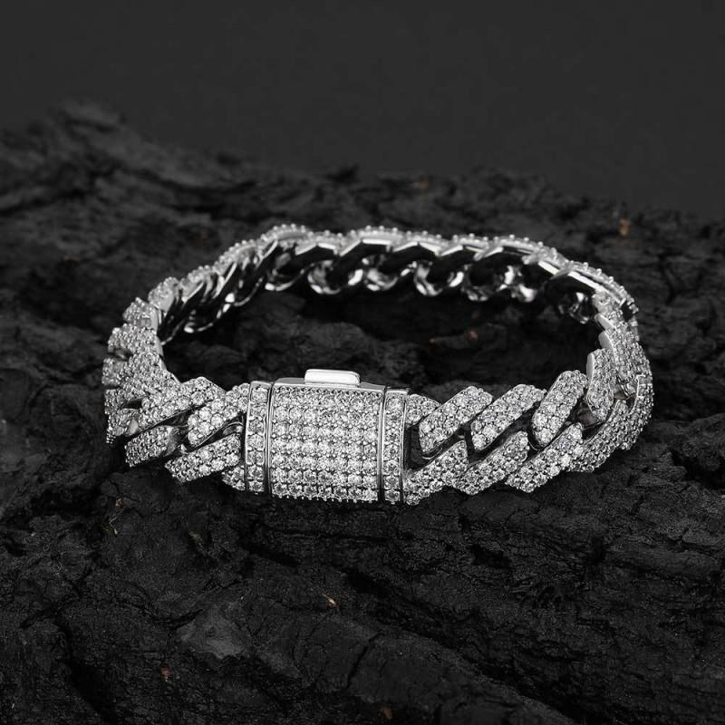 Kubanische Kette Armband Herren Damen Strass Inlay Geometrische Glieder Hip Hop Schmuck Gold Platin 10-20mm Breite
