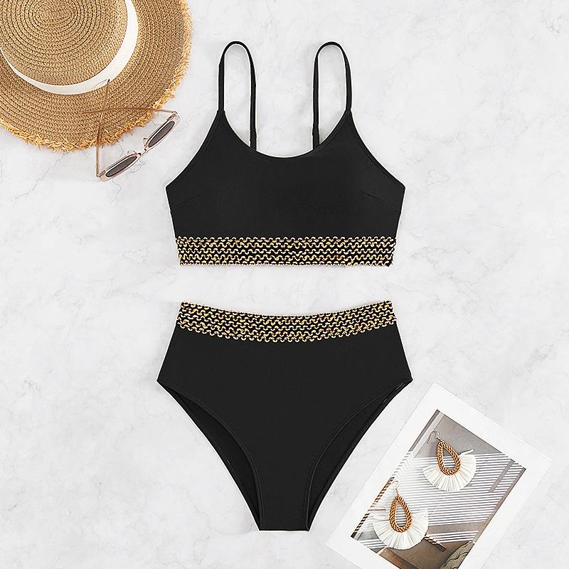 New Style High Waist Backless Bikini - Solid Color Women's Swimwear