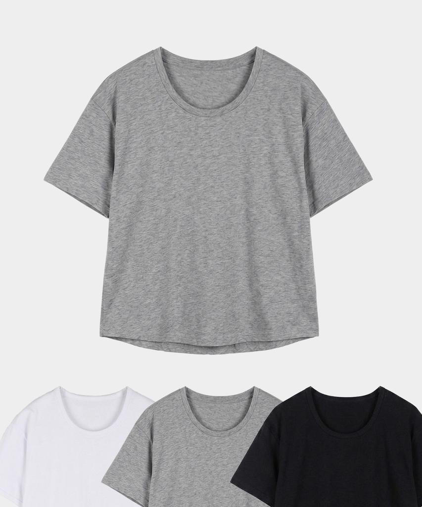 Jikeulib Essential U-Neck Semi-Crop T-Shirt 3 Colors