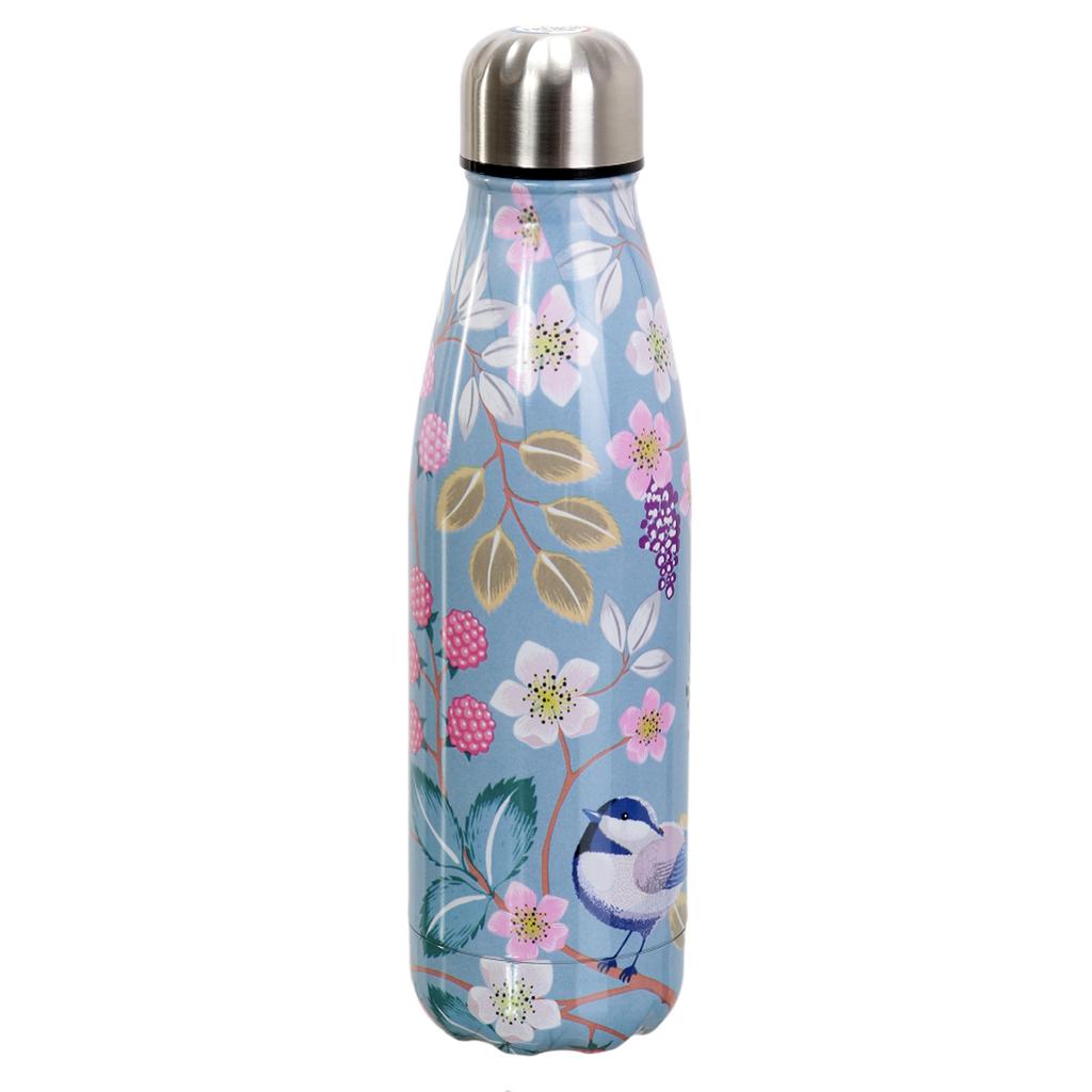 Les Trésors De Lily [A1722] - Bouteille isotherme design 'Floral' bleu - 25x6 cm (500 ml)