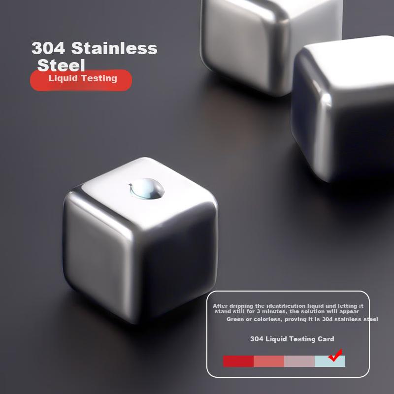Baijie 304 Stainless Steel Ice Cube Tray, Square Ice Mold, Quick-Cool Metal Ice Cubes, 8-Piece Set with Ice Tongs And PP Box
