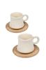 Coffee Set for 6 People with Wooden Plates Bamboo Cup Set Ceramic Cup Turkish Coffee Cup Set