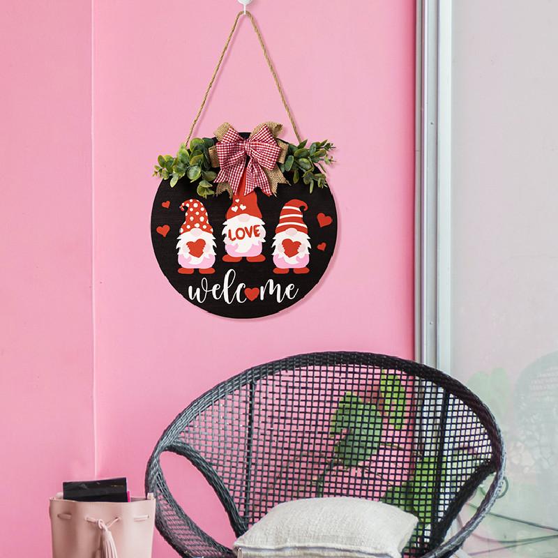 Charming Mothers Day Love Gnome Welcome Plaque Featuring Red Bow And Heart Motif