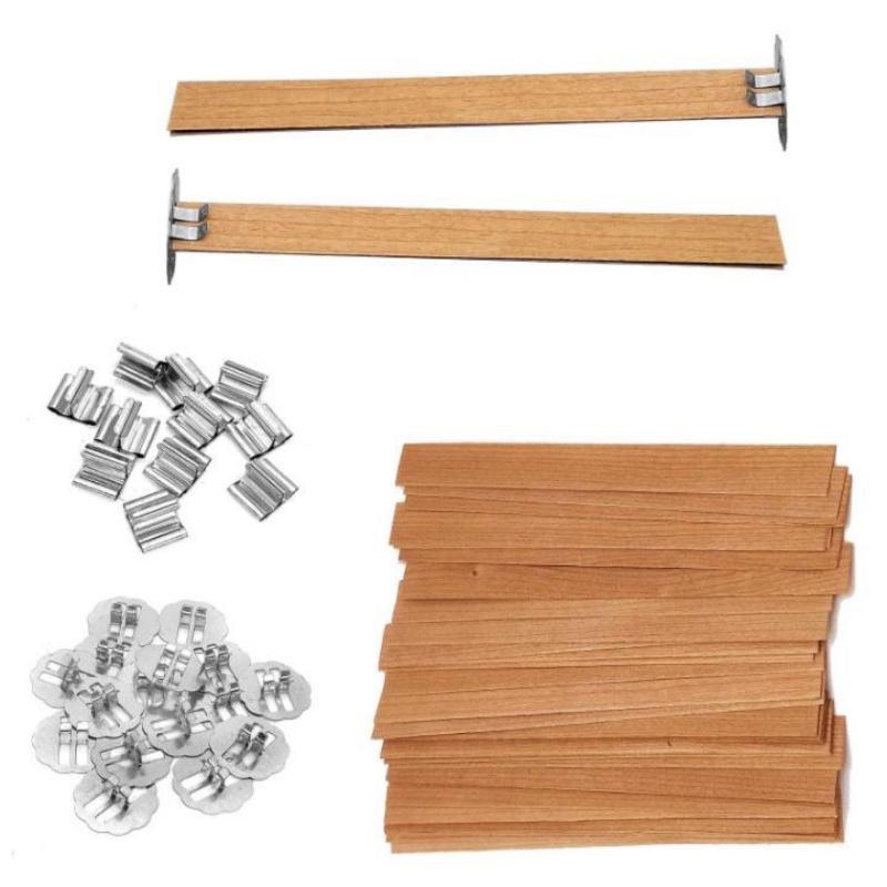 30 Pcs Candles Making Supplies Kit DIY Wooden Wicks Cores with Iron Base