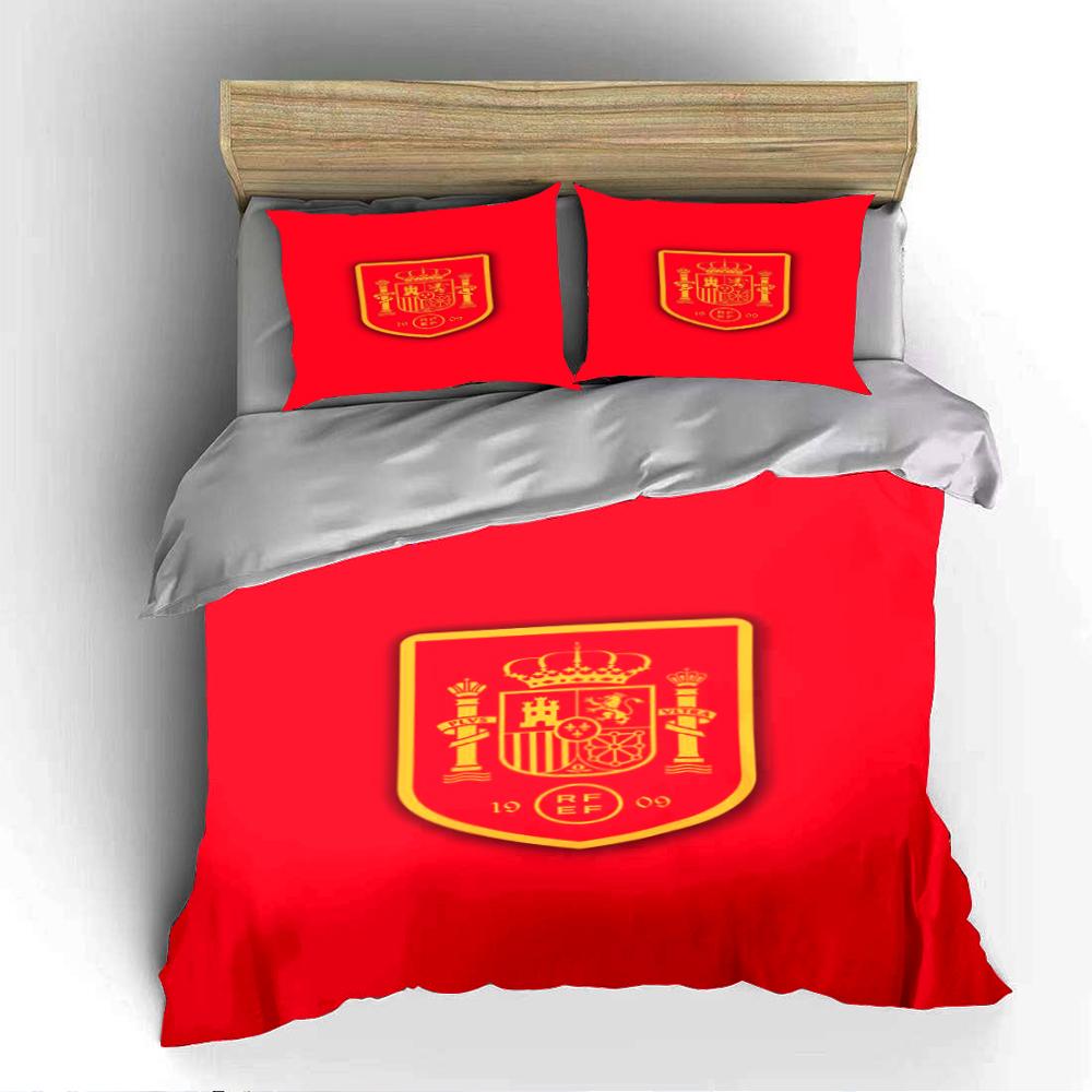 Set Biancheria da Letto Emblema Bandiera Spagnola Copripiumino Federe Arredo Casa (1 * Copripiumino 2 * Federe, senza piumino)