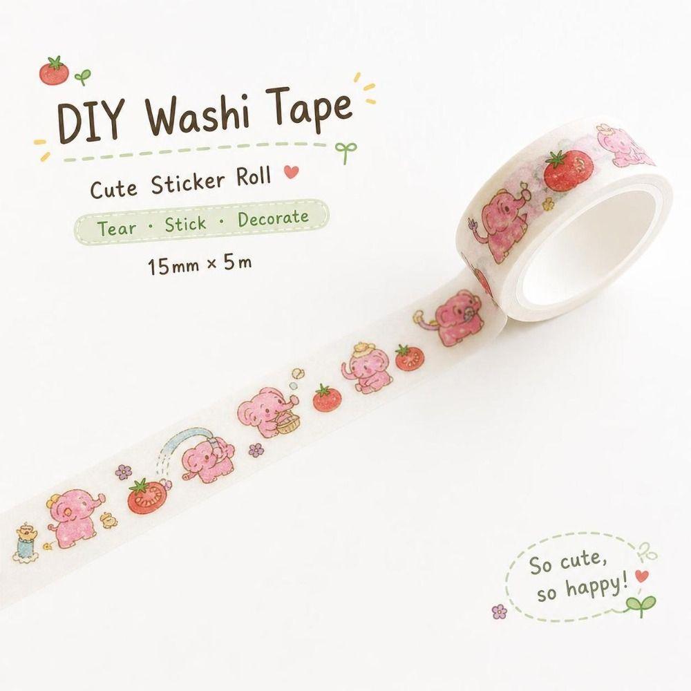 Tearable Washi Tape Cartoon Pattern Journal Tape Creative DIY Craft Tape Journaling