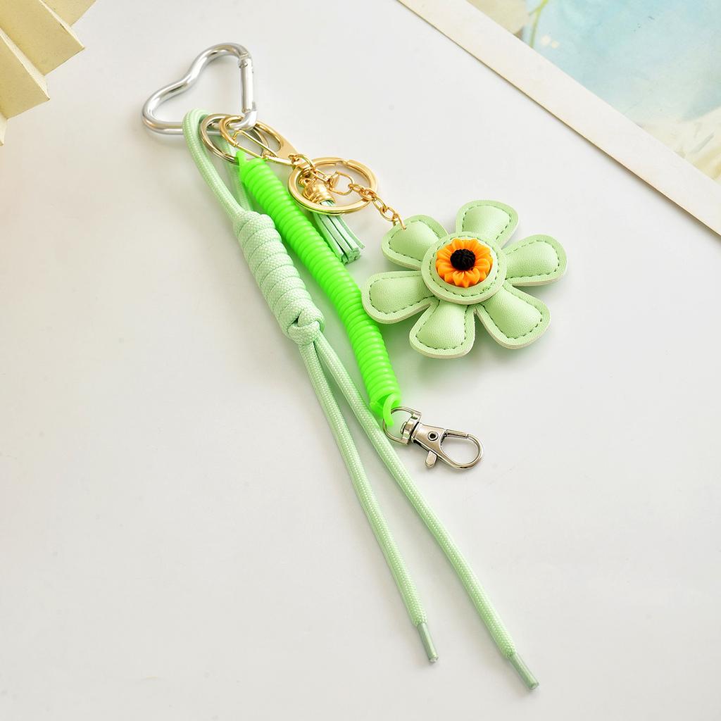 Fashion Creative Leather Sunflower Braided Rope Bag Charm Keychain for Women Ladies Stylish Backpack Key Ring Handmade Jewelry