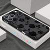 Lanyard Case For iPhone 17 Pro Max Black White Rose Flowers Soft TPU Silicone Phone Cover For iPhone 16 15 14 13 Pro Max 17E