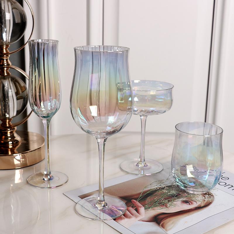Tulip Crystal Glass Ribbed Cocktail & Juice Cup Set