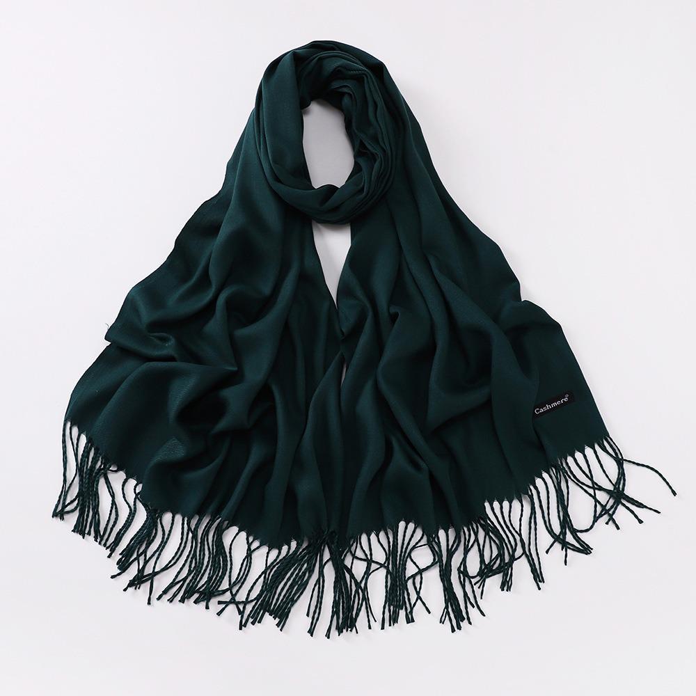Imitation Cashmere Tassel Scarf - Chinese Red, Ideal for Autumn/Winter Celebrations, Company Events, and Parties with Custom Printed Logo