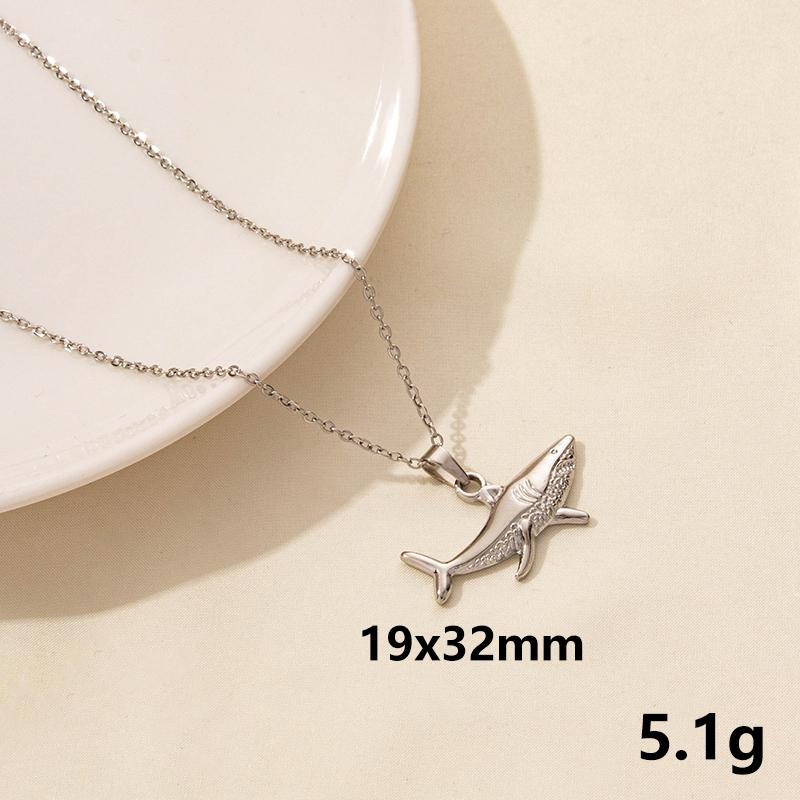 Marine Organism Shark Jellyfish Starfish Pendant Stainless Steel Necklace Real Gold Plated Hippocampus Japonicus Choker Jewelry