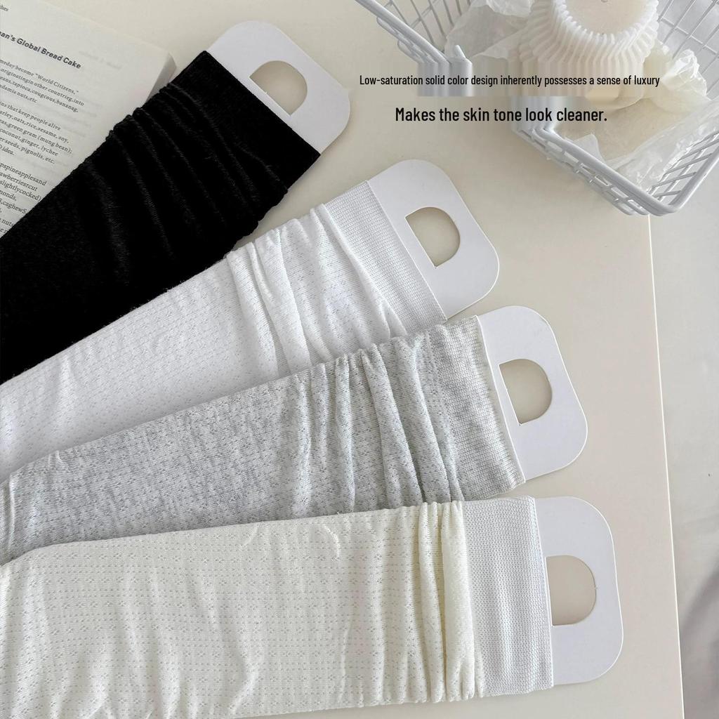 Women's White Mid-Calf Footless Cotton Socks - Thin Summer Style with Half-Length Leg Warmers, Suitable for Flip-Flops