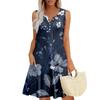 Womens Summer Dresses Loose V Neck Sleeveless Sundresses Dress With Pockets