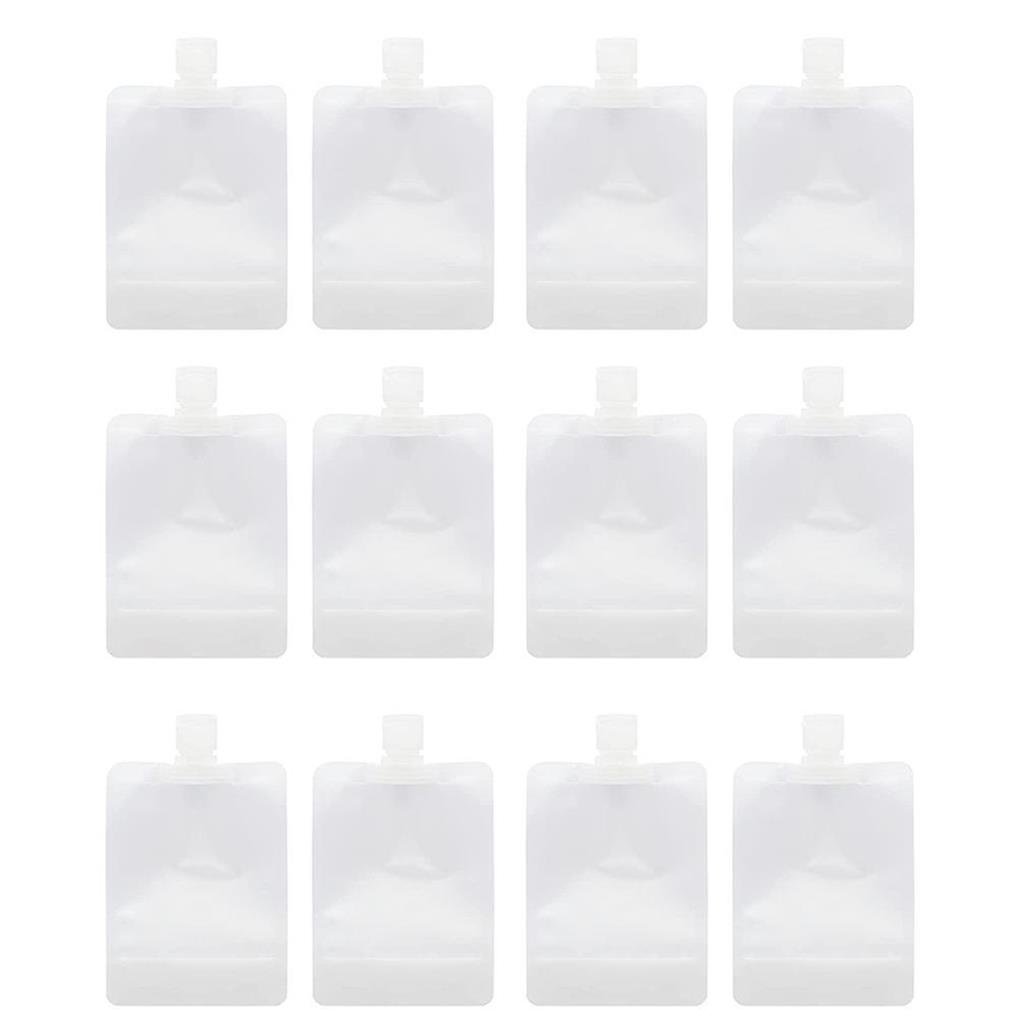 Pachet 12 Pungi Lichide Reumplabile Etanșe Pungă Stand-up 30/50/100ml Pungă Squeezeable pentru Sub-ambalare Șampon