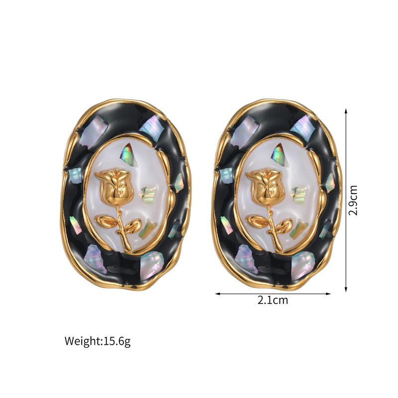 Геометрический Овальный Набор Украшений с Глазурью Капельного Типа – Роскошное Титановое Стальное Ожерелье для Женщин