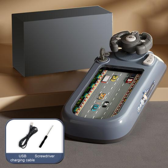 Kids Driving Simulator Toy 200 Levels Adjustable Educational Steering Wheel Toy Toddlers Interactive Pretend Driving Car Racing Board Game