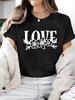 2026 Graphic Print T-Shirt Women's Short Sleeve Crew Neck Casual Top with Floral Design Harajuku Sleeve Casual Aesthetic Clothes