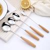 Stainless Steel Tableware Wooden Handle Smooth Edges for Dining Table