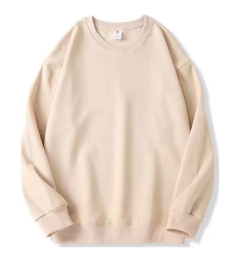 European-American Unisex Pure Cotton Round Neck Sweatshirt - Casual Solid Color, Fall/Winter Long Sleeve Fashion Style