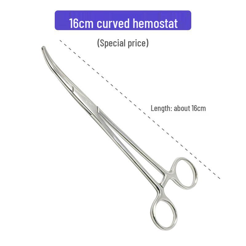 Stainless Steel Hemostatic Forceps - Pet Pliers, Needle Holder, Cupping Clip, Surgical Vascular Tool (Straight & Curved Tips)