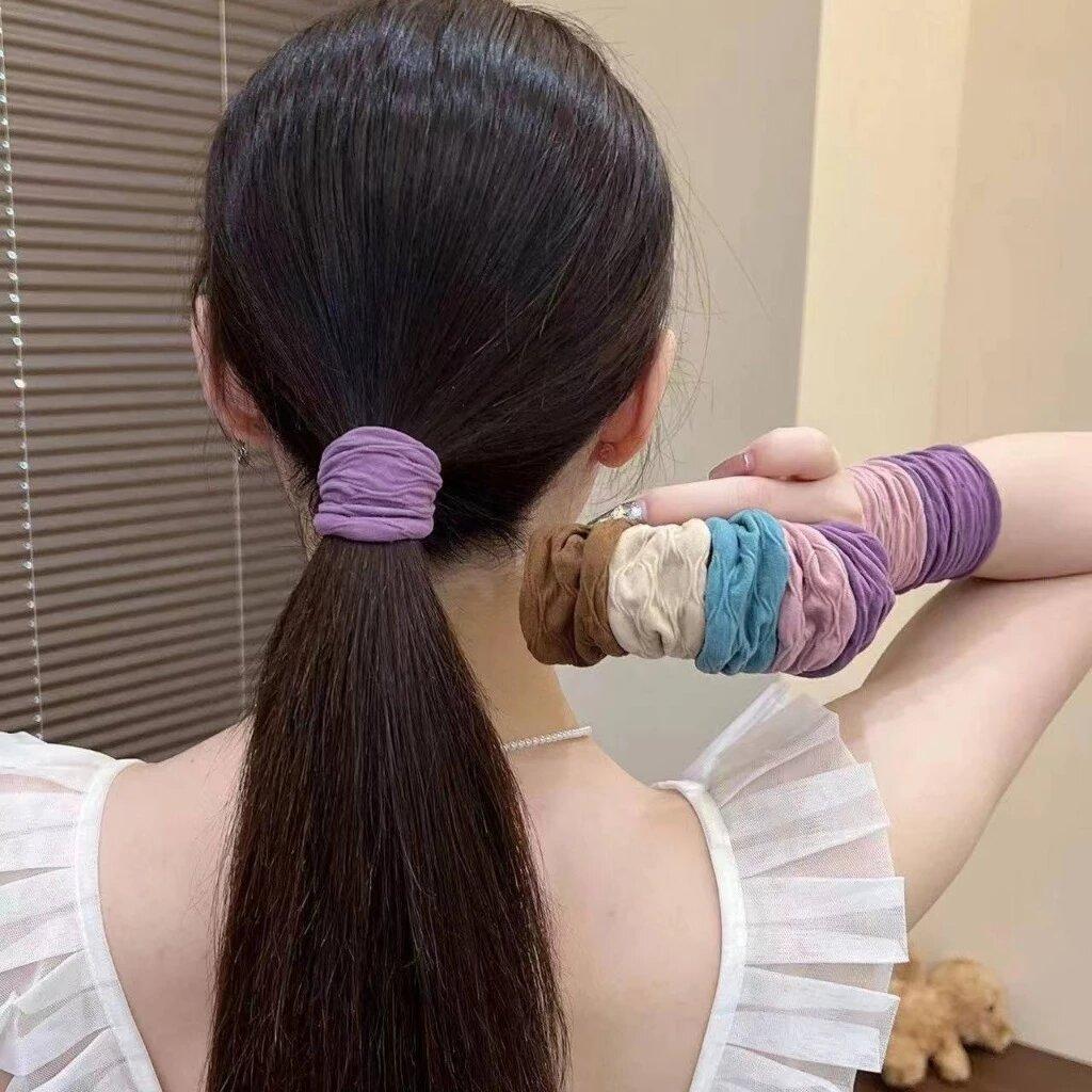 Charm high ponytail High elasticity hair accessory for a girl's that won't damage the hair A hair ring seamless hair band an elegant ultra-wide
