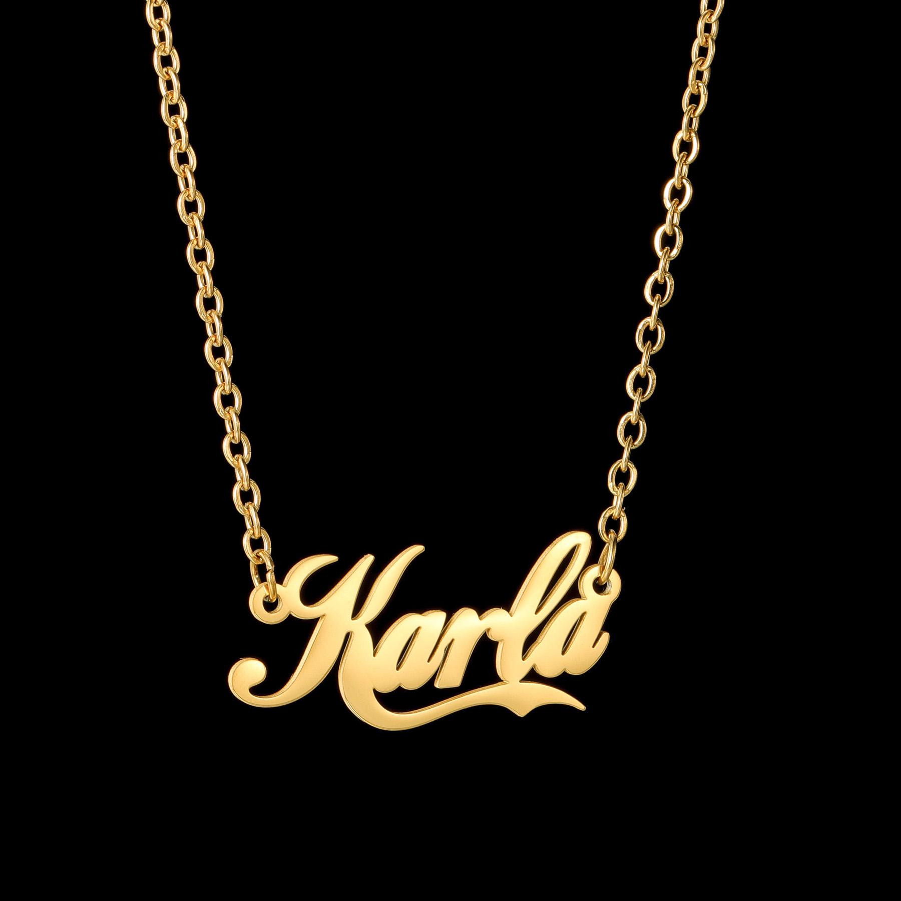 

Atoztide Personalized Custom Jewelry Set Name Necklace Bracelet Stud Earring Stainless Steel For Women Link Chain Birthday Gift Send the Length&Silver color