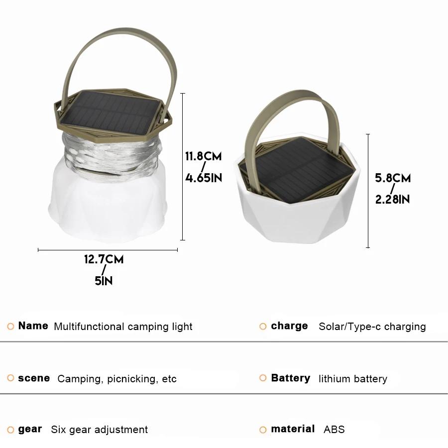 Solar Camping String Light USB Charging Lantern 3600mAh,IPX4 Waterproof,Rechargeable Flashlights, Atmosphere Light,Power Bank