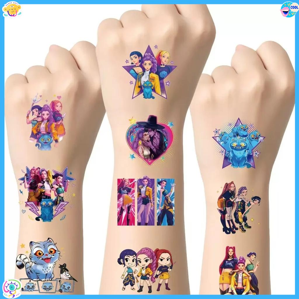 50pcs Kpop Demon Hunters Temporary Tattoo Sticker Rumi Cute Waterproof Tattoo For Birthday Party Gift