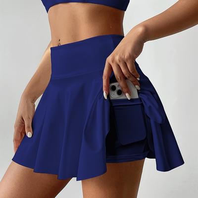 Telefon Cebi Olan Düz Renk Spor Şort Etekler Tenis Golf Yoga Aktif Etekler