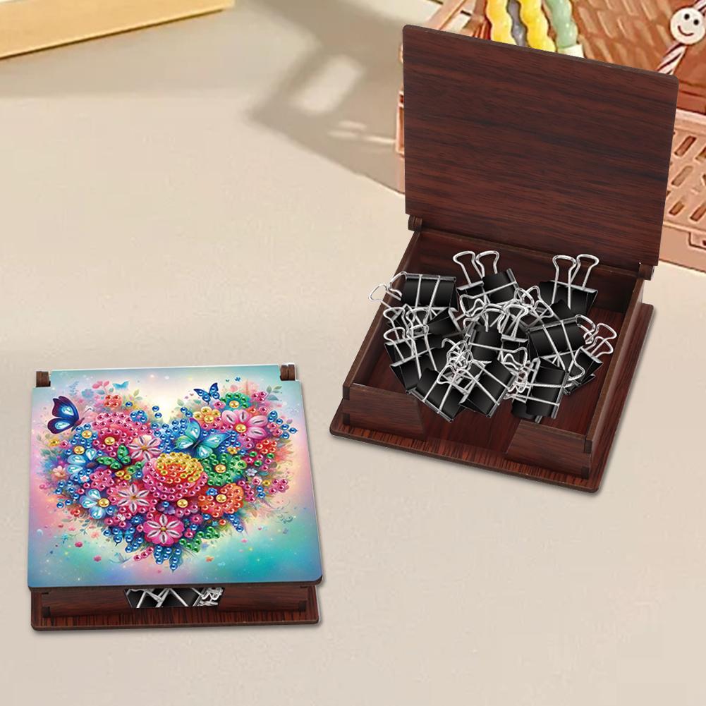 Wood Animals Gem Painting Memo Pad Holder Mosaic Kit Rhinestones Post It Dispenser Diamond Art Note Box with 160 Sheets of Paper