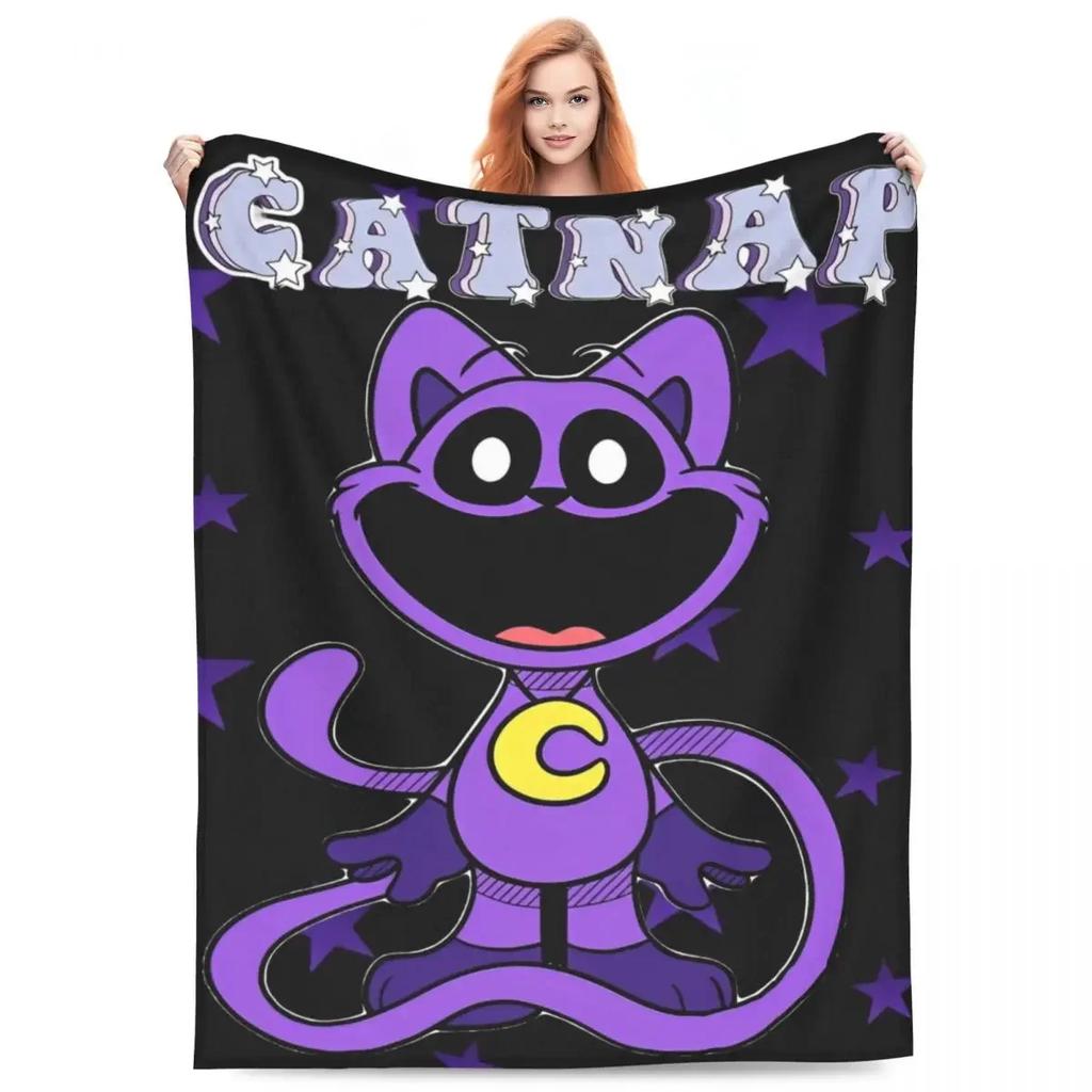 Κινούμενο ΣΧΕΔΙΟ CATNAP DOGDay Φλις Κουβέρτα Ρίψης Χαμογελαστές Γάτες Κουβέρτα για Σπίτι Αυτοκίνητο Ελαφρύ Κλινοσκεπαστό Κάλυμμα