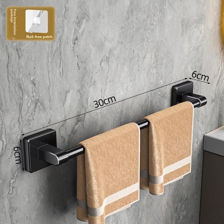 

Настенная полка для туалета без отверстий 30cm single pole чёрный