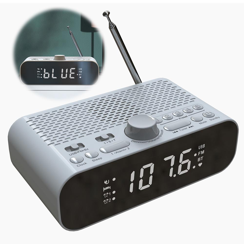 Digital Alarm Clock Radio LED Display Digital Radio Rechargeable Clock Radio with Auto-Off Timer for Home