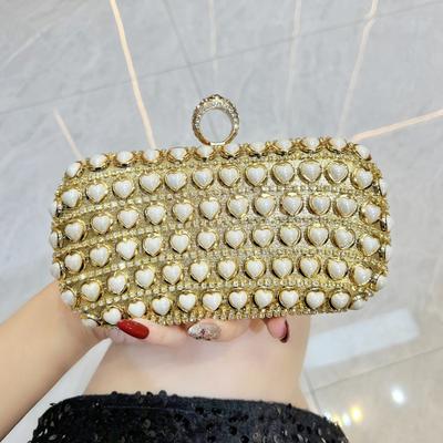 Pungă de Petrecere Banchet - Geantă de Mână Rafinată cu Decorațiune în Formă de Inimă - Geantă de Umăr Împodobită cu Strassuri