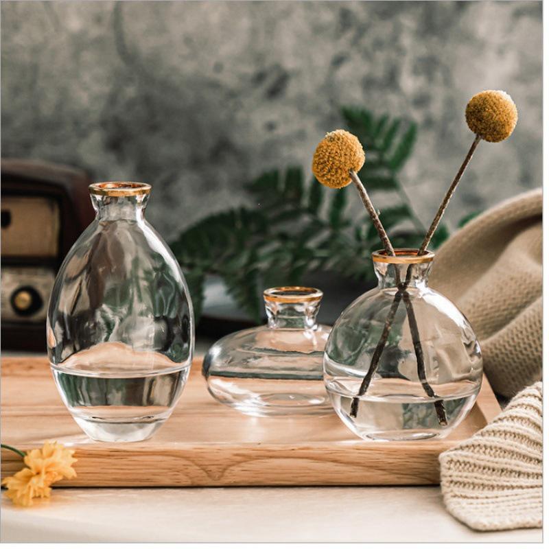 Elegant Transparent Mini Vase Set for Fresh Flowers, Craft Ornaments for Living Room Décor