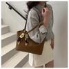Chic Silk Scarf Handle Tote Bag for Women Stylish Bucket Shoulder Handbag