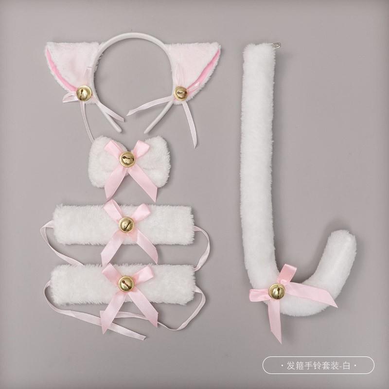 Fluffy Cat Ears Headband With Paw Gloves Tail Set Costume Party Cosplay Animal Themed Event