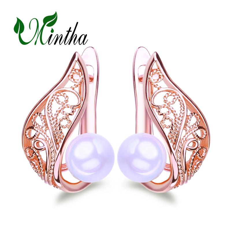 

MINTHA модные серьги-клипсы цвета розового золота, свадебные повседневные модные ювелирные изделия, жемчужные серьги для женщин, свадебные серьги