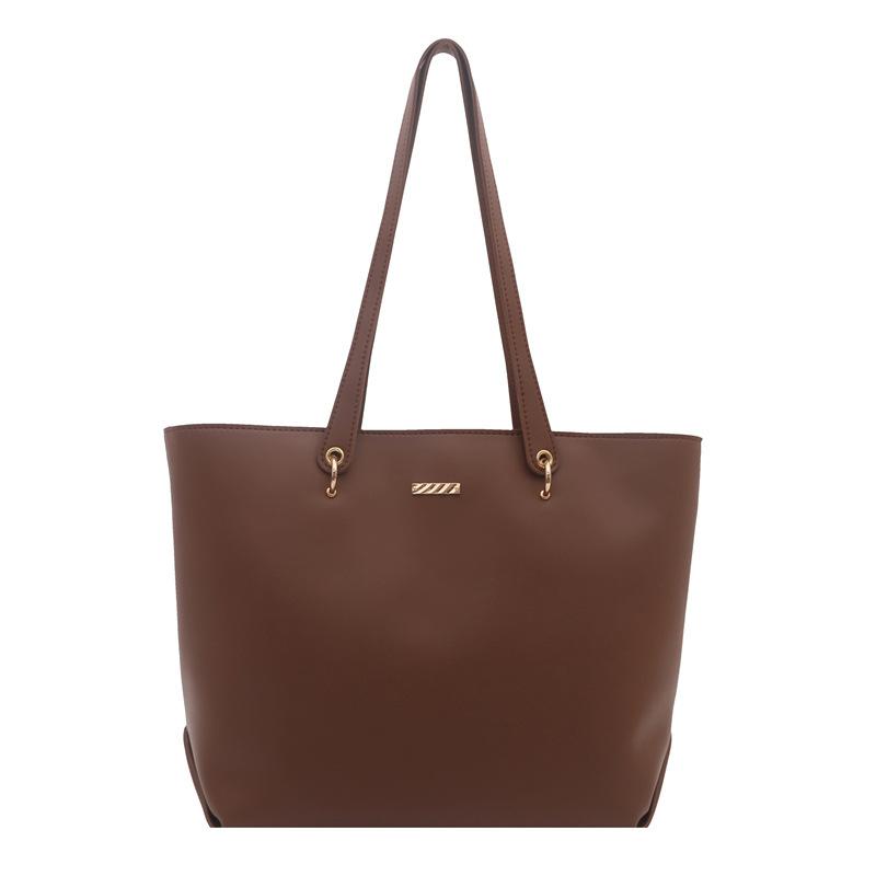 Women Large Capacity Tote Bag, Minimalist Contrast Handle Shoulder Handbag, Daily Commuter Top Handle Purse