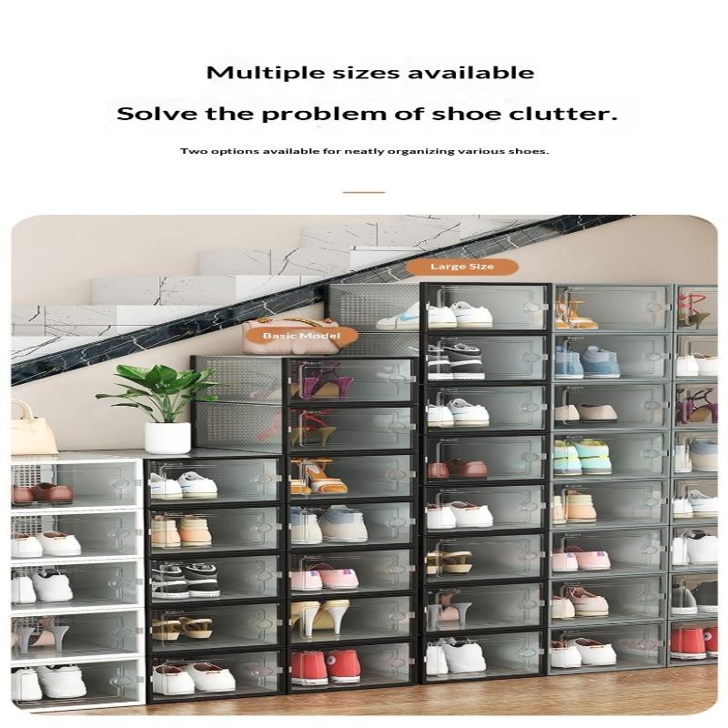 Shoe Box Organizer, Clear Stackable Plastic Storage for Sneakers, Dust-Proof Design To Keep Shoes Visible & Protected
