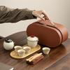 Ru Kiln Travel Kuaike Cup Kung Fu Tea Set Portable Travel Bag Company Annual Meeting Business Gifts Teapot