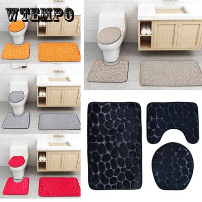 Koupelnová předložka sada měkká protiskluzová 3 ks oblázková předložka koupelnový kobereček absorpční sprchové koberce potah na víko toalety podlaha