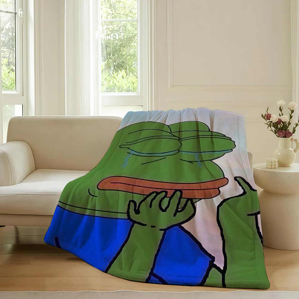Funny Emoticons P Pepe the F Frog Blanket For Sofa Office Bed Plane Travel Sleep Read Relax Camping Soft And Warm