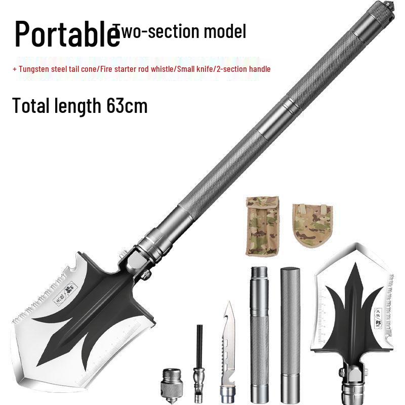 Lang Shen Multifunctional German Steel Entrenching Tool: Outdoor Self-Defense, Folding Shovel for Fishing and Military Use