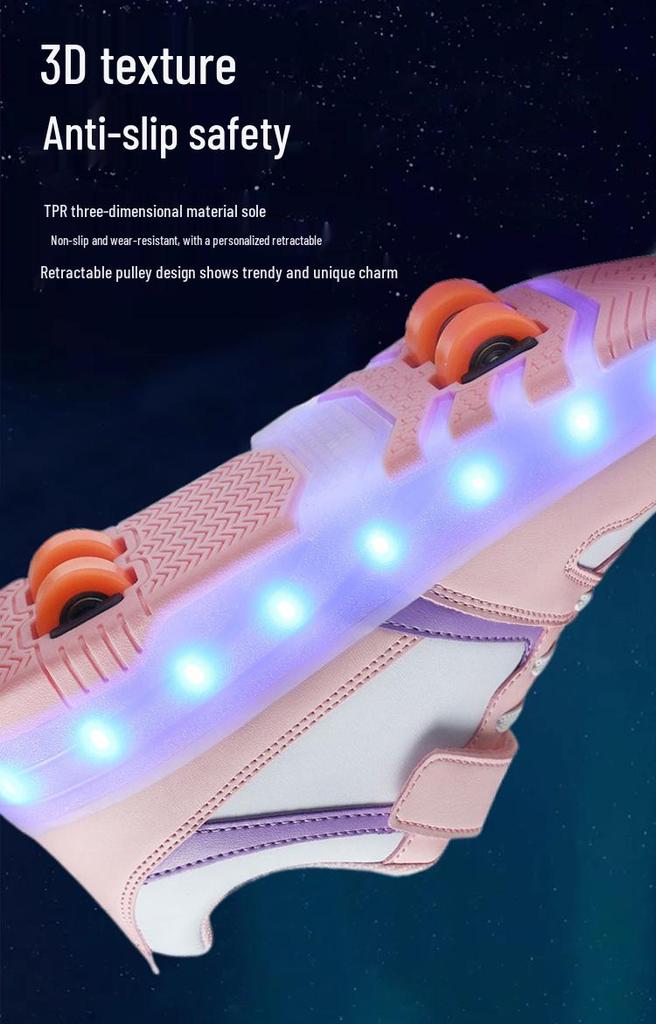 Kids' Transformable Light-Up Roller Skates: Eight-Wheel Walking Shoes, Four-Wheel Skates for Boys and Girls