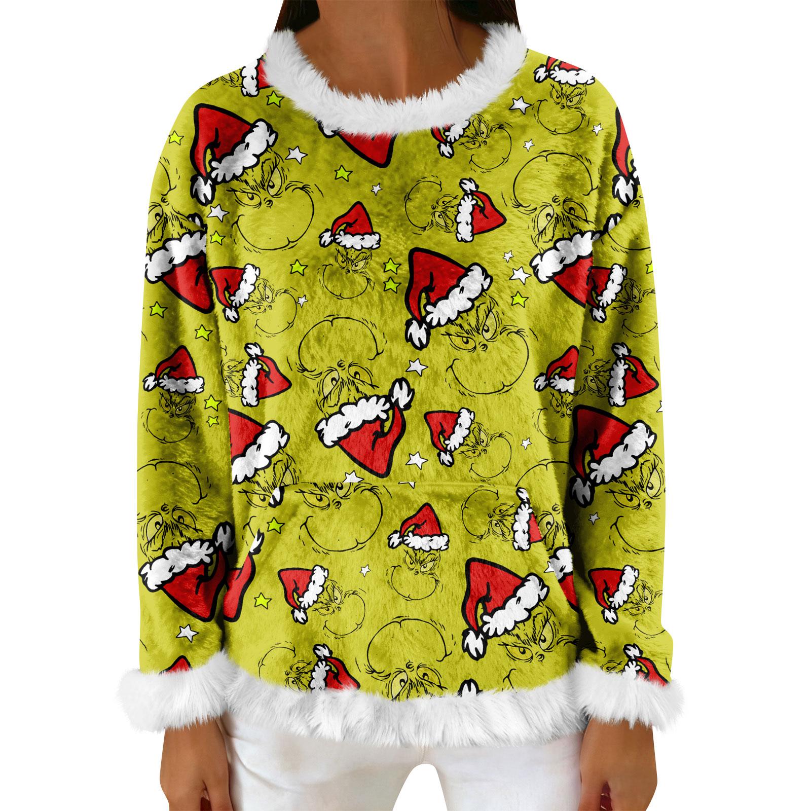 

Жіночий повсякденний флісовий світшот з довгим рукавом, круглим вирізом, повсякденний, зручний, вільного крою, легкий, жіночий фланелевий світшот XXL зелений