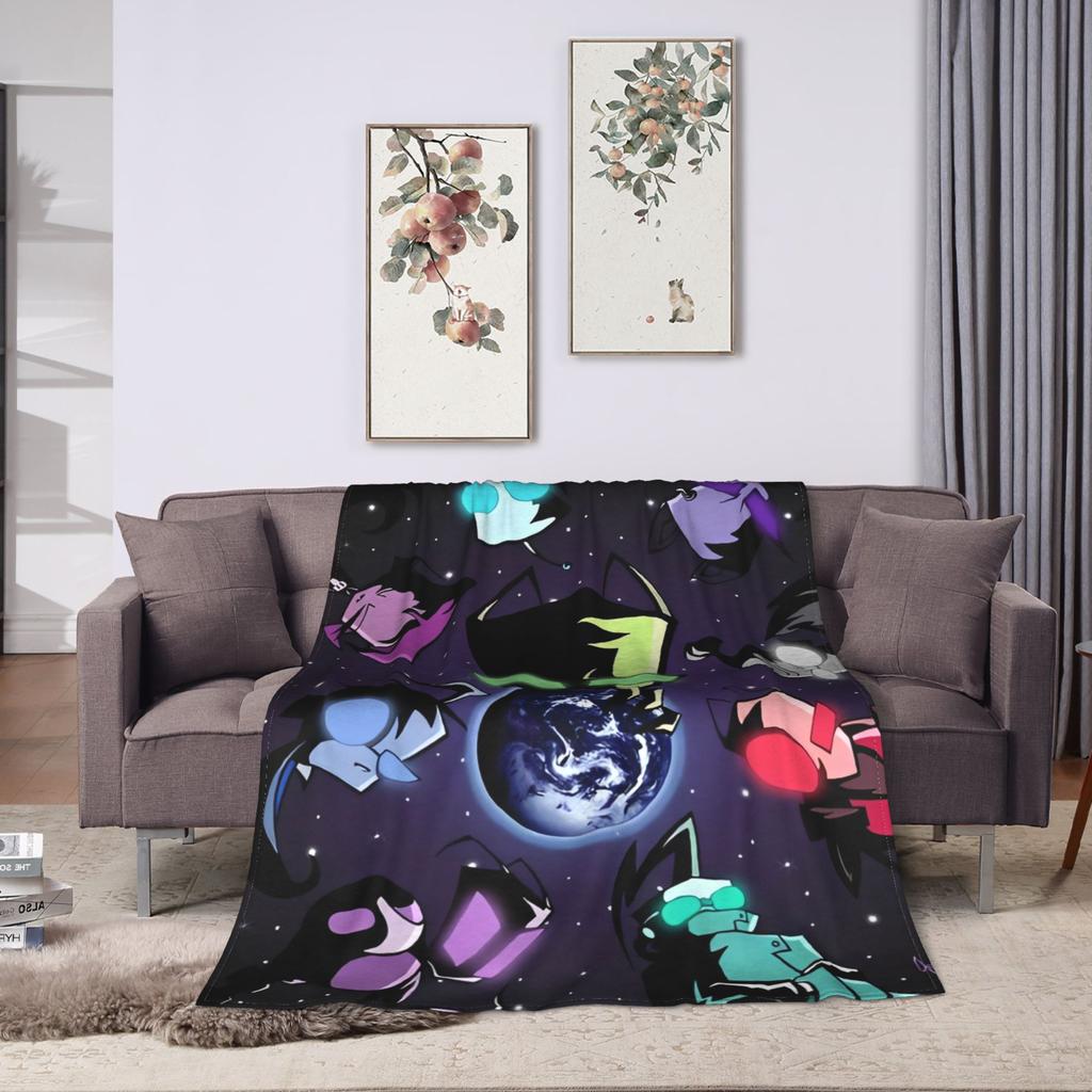 Warm Soft BlanketKids Travel Invaders Zims Gir Throw Blanket Flannel Bedspread For Couch Chair Sofa Bed Print Sofa Bed Cover