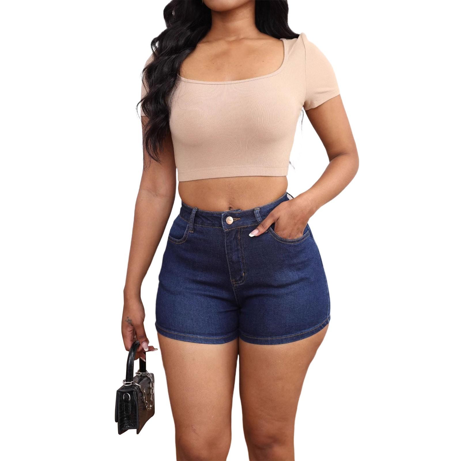 

Женские удобные модные повседневные шорты из эластичного денима XL темно-синий