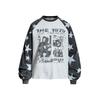 Herren Lockeres Crewneck Langarm-T-Shirt Mit Grafikdruck Stern Kontrastpanel Streetwear Herbst