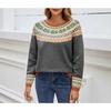 Women's Color Block Long Sleeve Knit Sweater